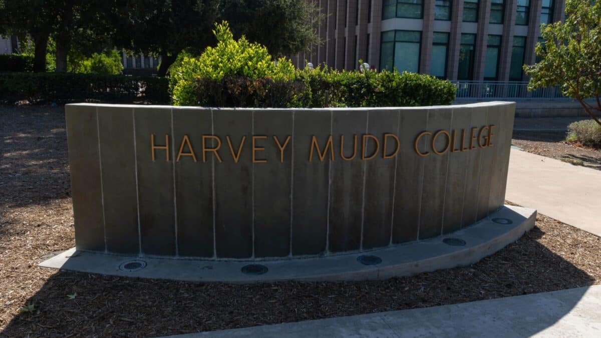 Claremont, CA - August 13 2022: Entrance sign to Harvey Mudd College