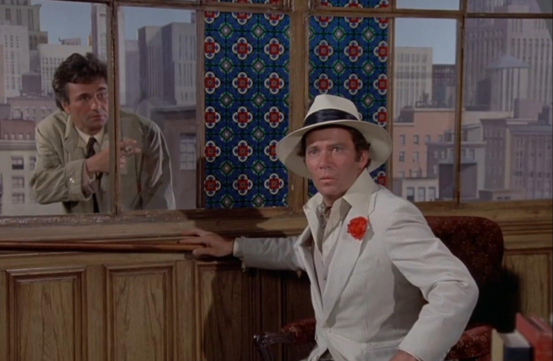 Peter Falk and William Shatner in Fade in to Murder (1976)