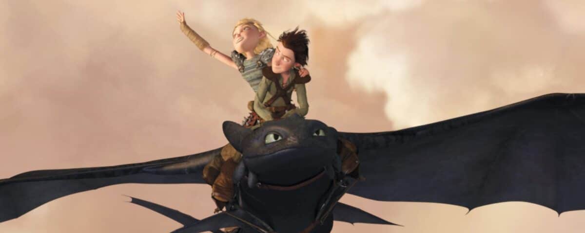 Jay Baruchel, Randy Thom, and America Ferrera in How to Train Your Dragon (2010)