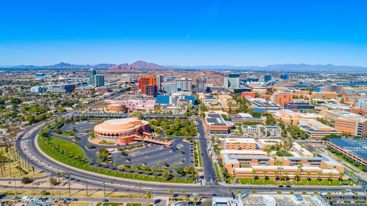 Tempe, Arizona, USA Drone Skyline Aerial Panorama.