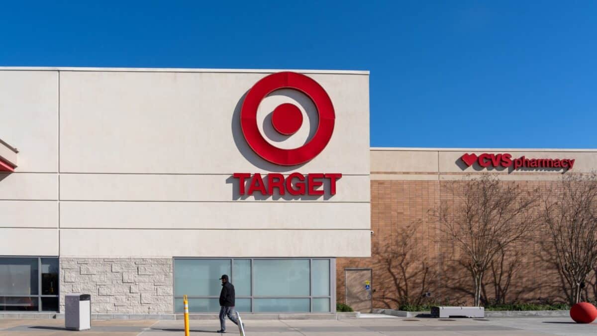 Houston, Texas, USA - March 13, 2022: A customer walking into a Target store in Houston. USA. Target Corporation is an American big box department store chain.