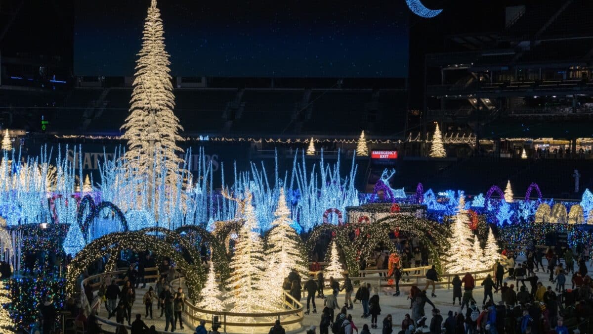 Seattle, Washington - 2018-12-09 - People ice skating in the Enchant Christmas Event at Safeco field