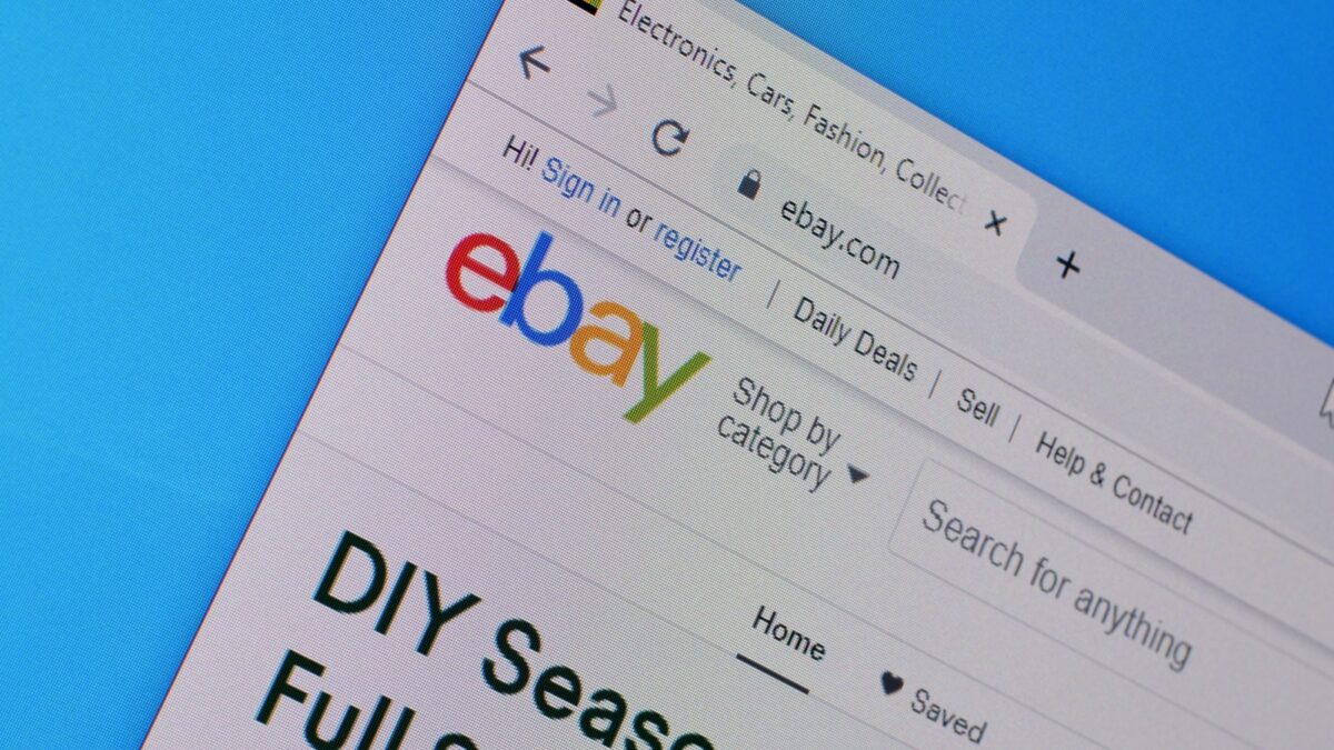 NY, USA - DECEMBER 16, 2019: Homepage of ebay website on the display of PC, url - ebay.com.