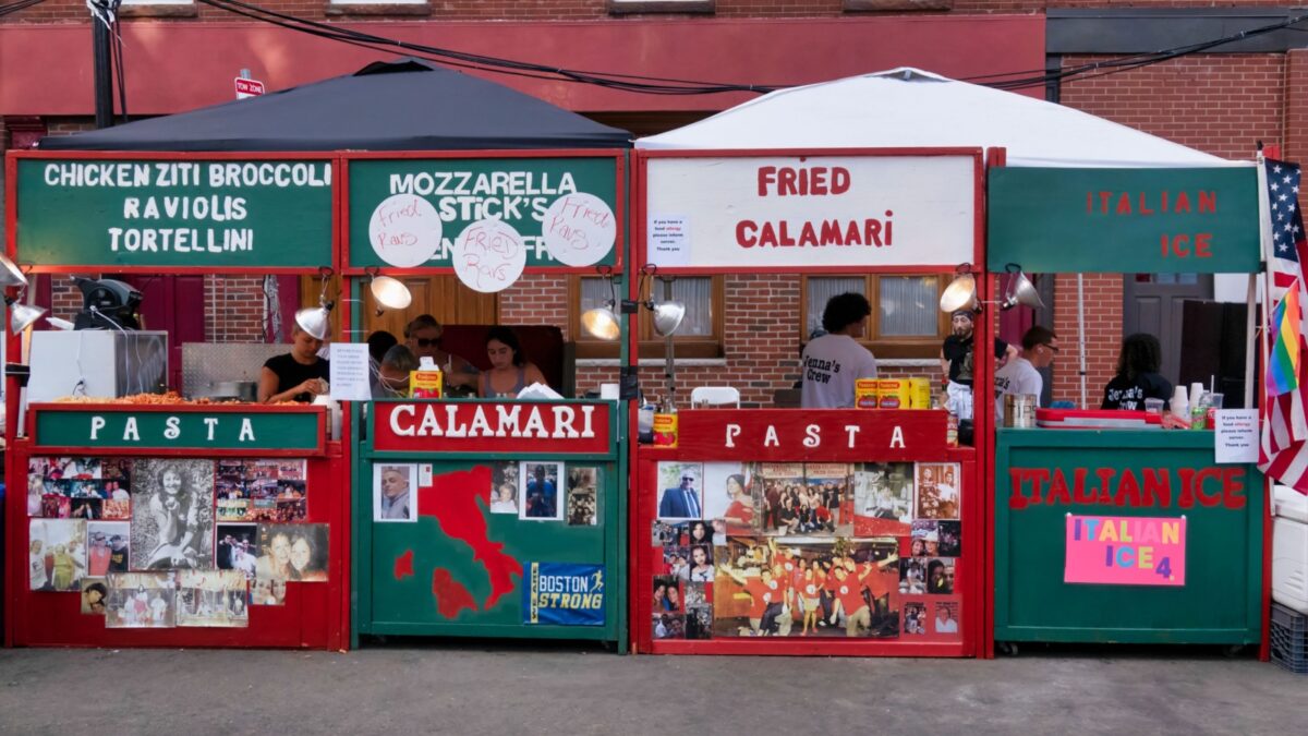 Boston, Massachusetts USA - August 14, 2022: Italian Food City Street Vendor