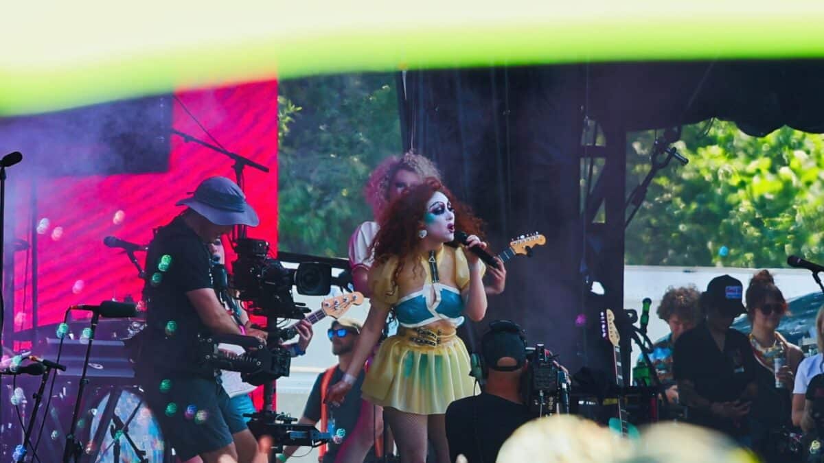 Manchester, Tennessee USA - 06-16-2024: Chappell Roan performs for a huge crowd at Bonnaroo music festival